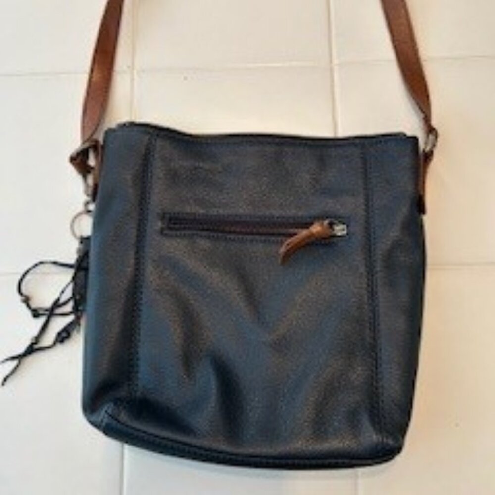 Navy Pebbled Leather Shoulder Bag